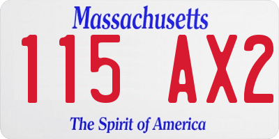 MA license plate 115AX2