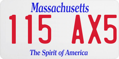 MA license plate 115AX5