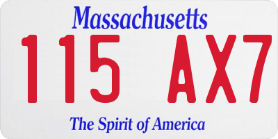 MA license plate 115AX7