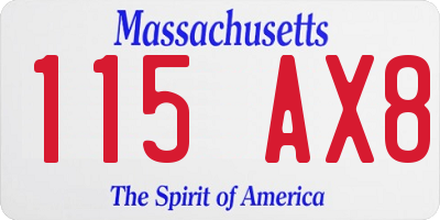 MA license plate 115AX8