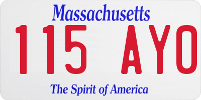 MA license plate 115AY0
