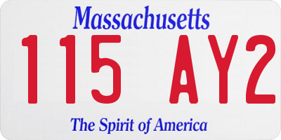 MA license plate 115AY2