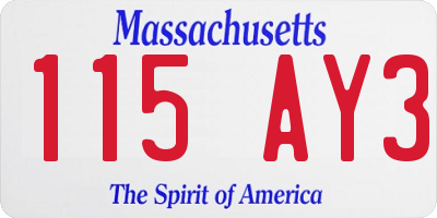 MA license plate 115AY3