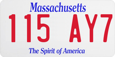 MA license plate 115AY7