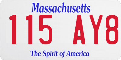 MA license plate 115AY8