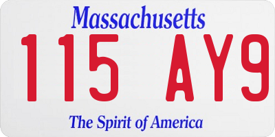 MA license plate 115AY9