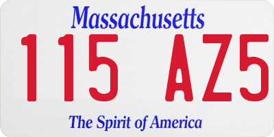 MA license plate 115AZ5