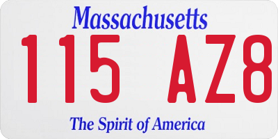MA license plate 115AZ8