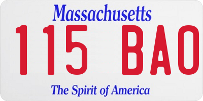 MA license plate 115BA0