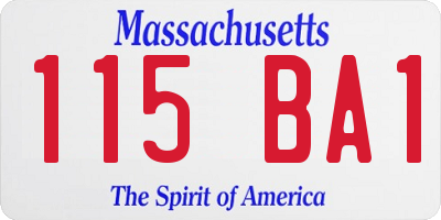 MA license plate 115BA1
