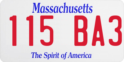 MA license plate 115BA3