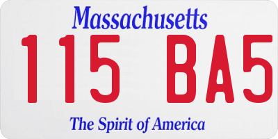 MA license plate 115BA5