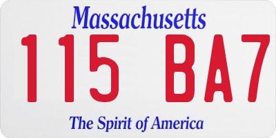 MA license plate 115BA7