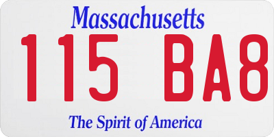 MA license plate 115BA8