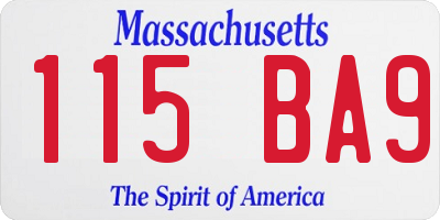 MA license plate 115BA9