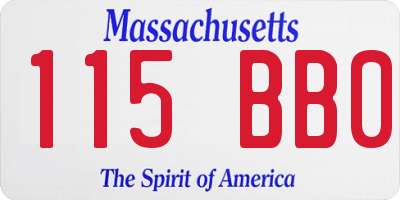 MA license plate 115BB0