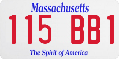 MA license plate 115BB1