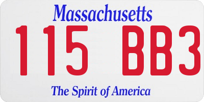 MA license plate 115BB3