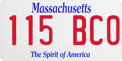 MA license plate 115BC0
