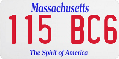 MA license plate 115BC6