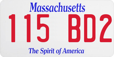 MA license plate 115BD2