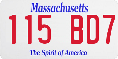MA license plate 115BD7