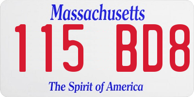 MA license plate 115BD8