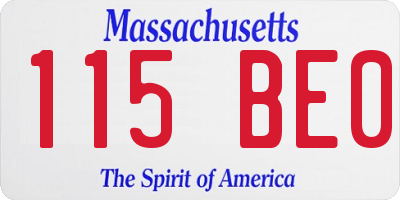 MA license plate 115BE0