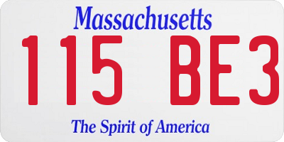MA license plate 115BE3
