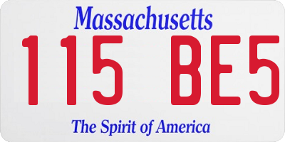MA license plate 115BE5