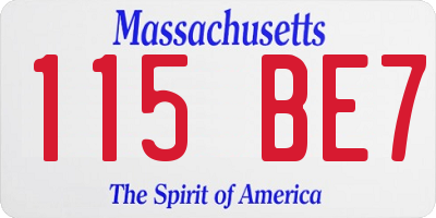 MA license plate 115BE7