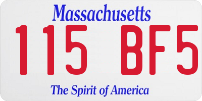 MA license plate 115BF5