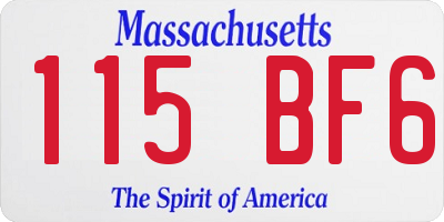 MA license plate 115BF6