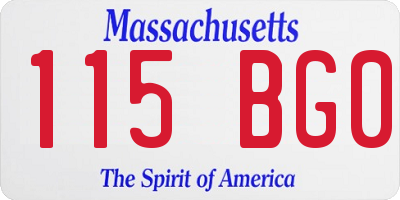 MA license plate 115BG0