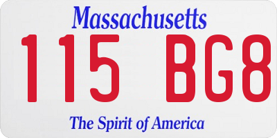 MA license plate 115BG8