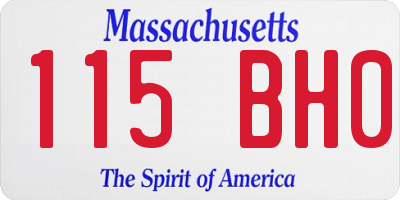 MA license plate 115BH0