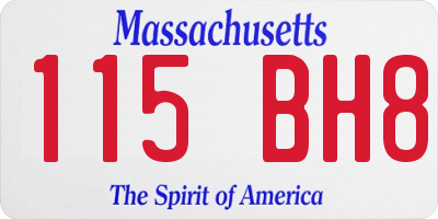 MA license plate 115BH8