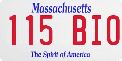 MA license plate 115BI0