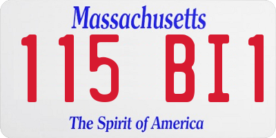 MA license plate 115BI1