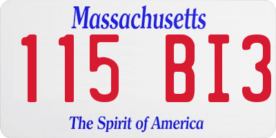 MA license plate 115BI3