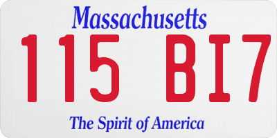 MA license plate 115BI7