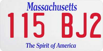 MA license plate 115BJ2
