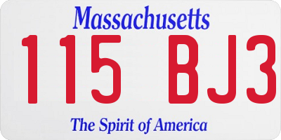 MA license plate 115BJ3