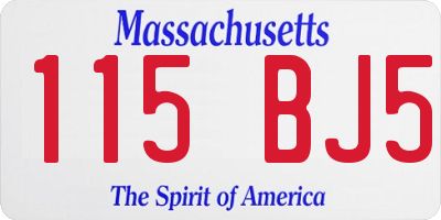 MA license plate 115BJ5
