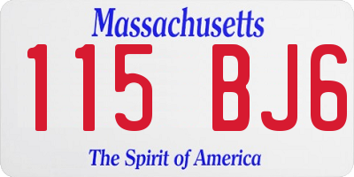 MA license plate 115BJ6
