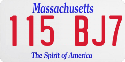 MA license plate 115BJ7