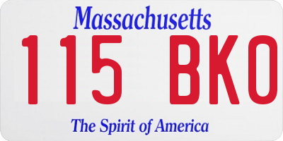 MA license plate 115BK0