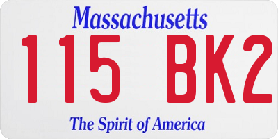 MA license plate 115BK2