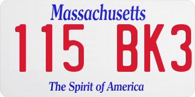 MA license plate 115BK3