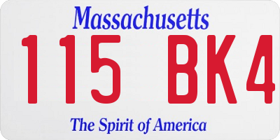 MA license plate 115BK4